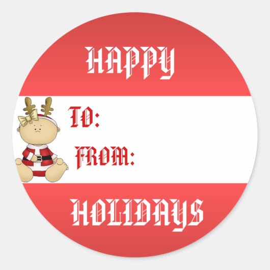 Prettige feestdagen Cadeau Label. Ronde Sticker (Voorkant)