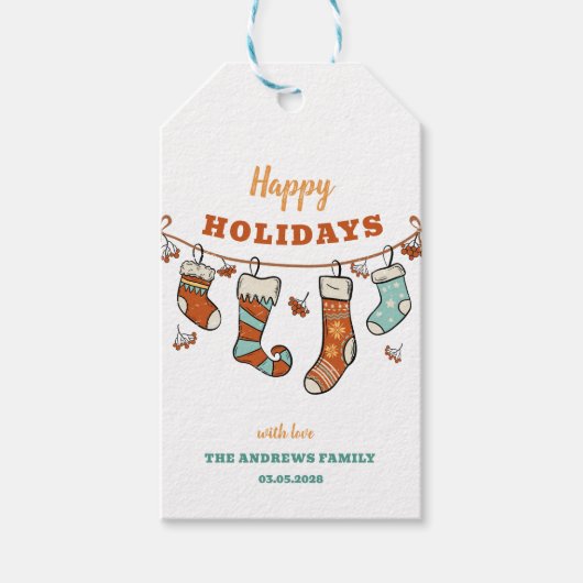 prettige feestdagen cadeaulabel (Voorkant)