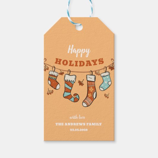 prettige feestdagen cadeaulabel (Voorkant)