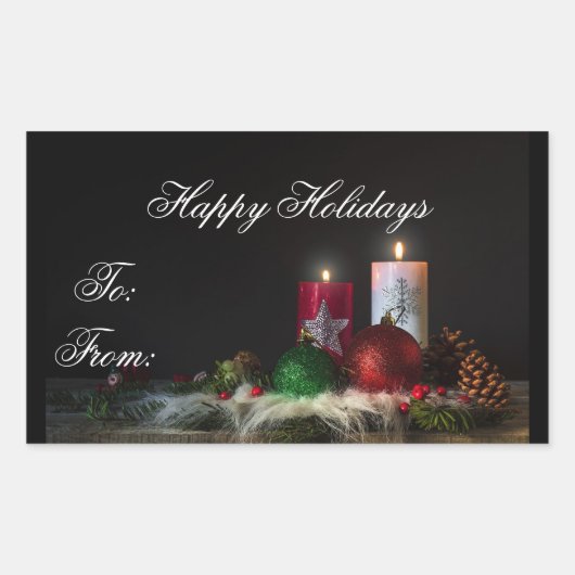 prettige feestdagen cadeaulabel rechthoekige sticker (Voorkant)