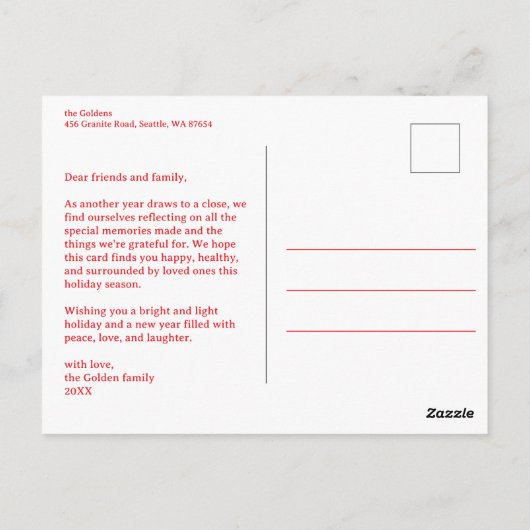 PRETTIGE FEESTDAGEN Cadeaus Cadeaus Kerst CUSTOM Briefkaart (Achterkant)