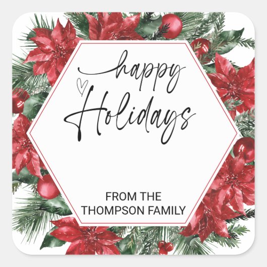 prettige feestdagen cadeaus Enveloppen kerstwensen Vierkante Sticker (Voorkant)