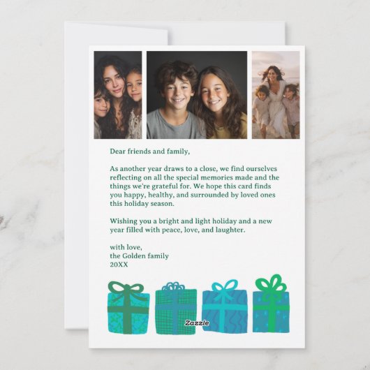 PRETTIGE FEESTDAGEN CADEAUS KERST CUSTOM 3 Foto's Feestdagenkaart (Achterkant)