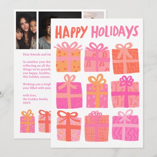 PRETTIGE FEESTDAGEN CADEAUS KERST CUSTOM 3 Foto's Feestdagenkaart (Voorkant / Achterkant)