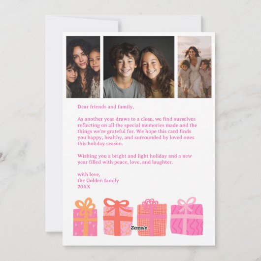 PRETTIGE FEESTDAGEN CADEAUS KERST CUSTOM 3 Foto's Feestdagenkaart (Achterkant)