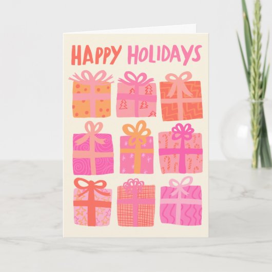 PRETTIGE FEESTDAGEN Cadeaus Kerst CUSTOM Roze Scha Kaart (Voorkant)