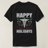 prettige feestdagen Caduceus Medical Theme Kerstmi T-shirt (Design voorkant)