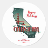 Prettige feestdagen California State Ronde Sticker (Voorkant)