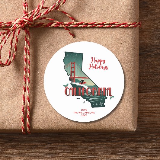 Prettige feestdagen California State Ronde Sticker