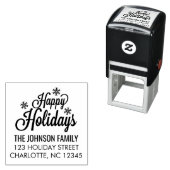 prettige feestdagen Calligrafie Snowflakes Familie Zelfinktende Stempel (In situ)