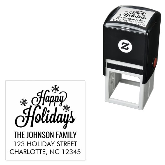 prettige feestdagen Calligrafie Snowflakes Familie Zelfinktende Stempel (In situ)