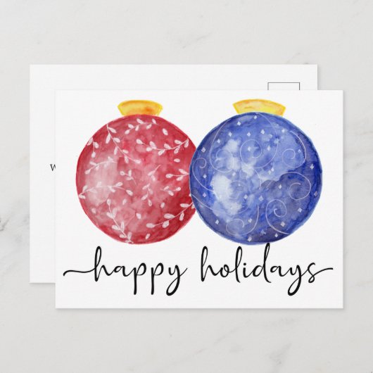 Prettige feestdagen Calligrafie Waterverf Ornament (Voorkant / Achterkant)