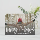 prettige feestdagen Calligrafie White Feestdagenkaart (Staand voorkant)