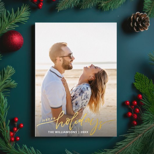 prettige feestdagen Calligrafiescript 2 Foto's Gol Folie Uitnodiging