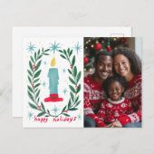 Prettige feestdagen Candle Hand getrokken CUSTOM F (Voorkant / Achterkant)