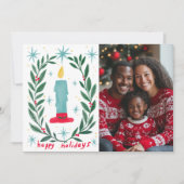 Prettige feestdagen Candle Hand getrokken CUSTOM F Feestdagenkaart (Voorkant)