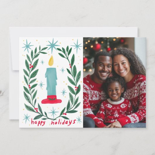 Prettige feestdagen Candle Hand getrokken CUSTOM F Feestdagenkaart (Voorkant)