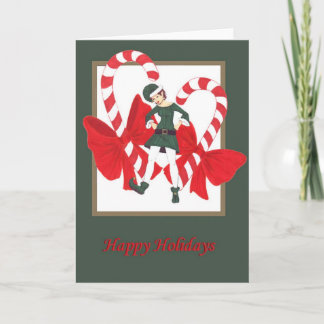 prettige feestdagen Candy Cane Elf 1 Kaart