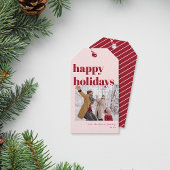 Prettige feestdagen Candy Cane Foto Cadeaulabel