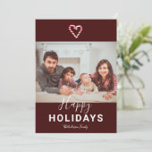 Prettige feestdagen Candy Cane Foto Rode Kerstmis Aankondiging (Staand voorkant)