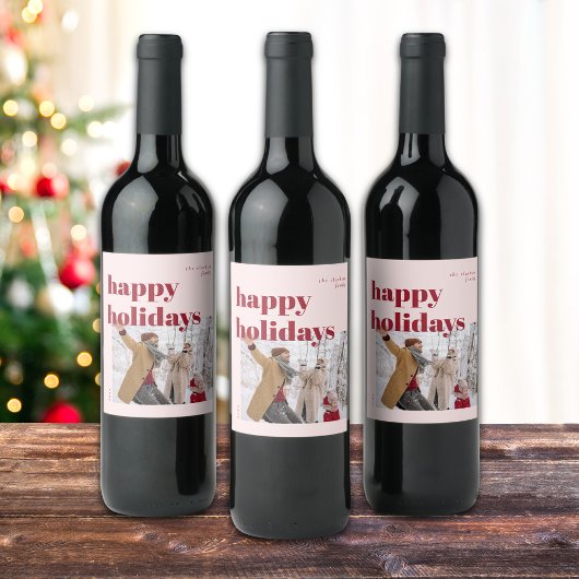Prettige feestdagen Candy Cane Foto Wijn Etiket
