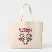 prettige feestdagen Candy Cane Heart Grote Tote Bag (Voorkant)