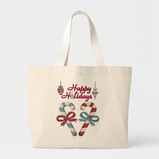 prettige feestdagen Candy Cane Heart Grote Tote Bag (Voorkant)