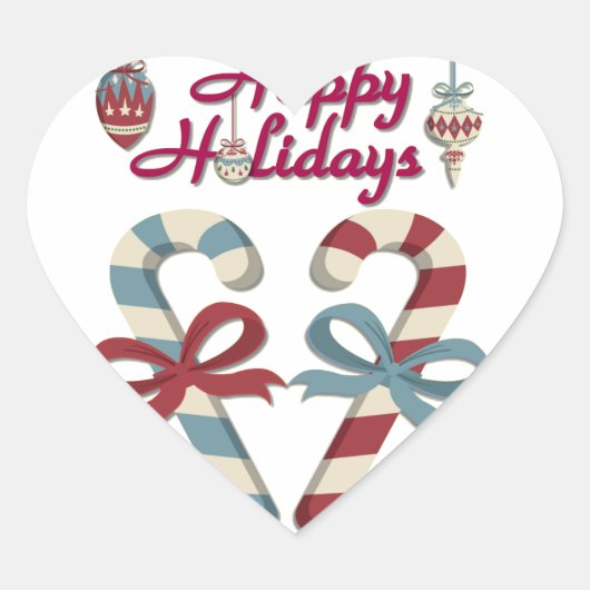 prettige feestdagen Candy Cane Heart Hart Sticker (Voorkant)