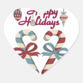 prettige feestdagen Candy Cane Heart Hart Sticker