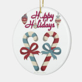 prettige feestdagen Candy Cane Heart Keramisch Ornament (Links)