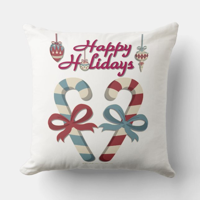 prettige feestdagen Candy Cane Heart Kussen (Voorkant)
