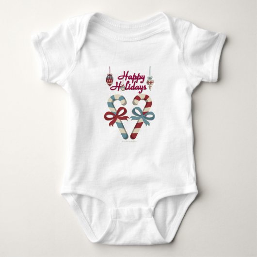 prettige feestdagen Candy Cane Heart Romper (Voorkant)