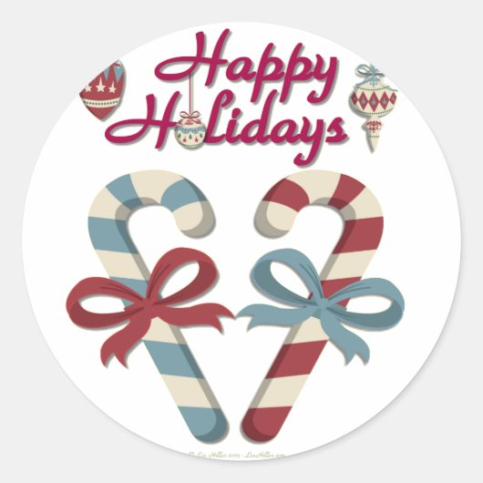 prettige feestdagen Candy Cane Heart Ronde Sticker (Voorkant)