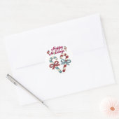 prettige feestdagen Candy Cane Heart Ronde Sticker (Envelop)
