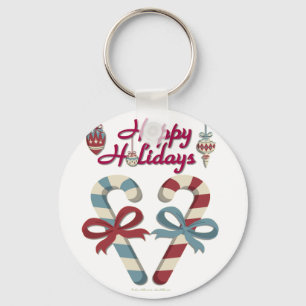 prettige feestdagen Candy Cane Heart Sleutelhanger