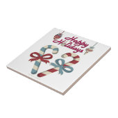 prettige feestdagen Candy Cane Heart Tegeltje (Zijkant)