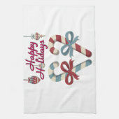 prettige feestdagen Candy Cane Heart Theedoek (Verticaal)