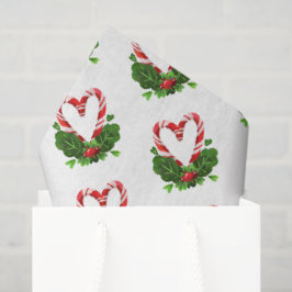 Prettige feestdagen Candy Cane Hearts Tissuepapier