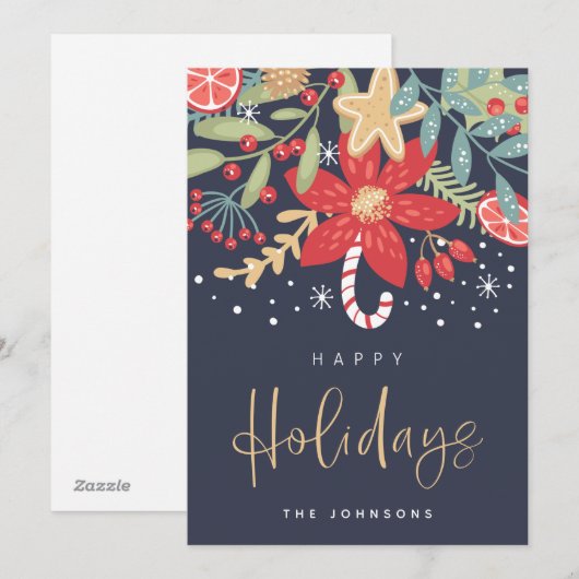 prettige feestdagen Candy Cane | Vakantieknopkaart Feestdagenkaart (Voorkant / Achterkant)