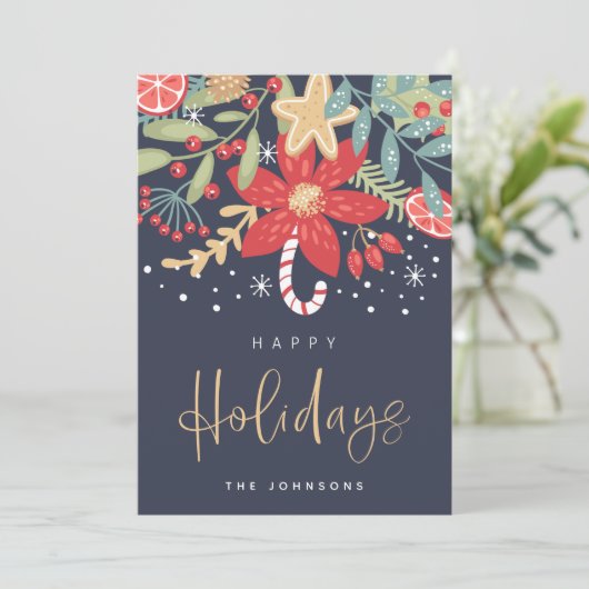 prettige feestdagen Candy Cane | Vakantieknopkaart Feestdagenkaart (Staand voorkant)