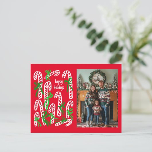 Prettige feestdagen Candycanes CUSTOM FOTO KERST (Staand voorkant)