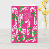 Prettige feestdagen Candycanes Sweet Pink Christma Kaart (Gele Bloem)