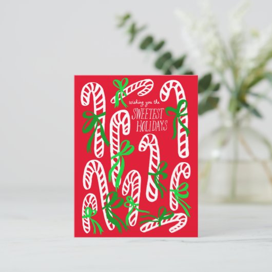 Prettige feestdagen Candycanes Sweet Schattige Chr Briefkaart (Staand voorkant)