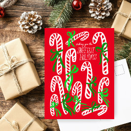 Prettige feestdagen Candycanes Sweet Schattige Chr Briefkaart