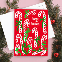 Prettige feestdagen Candycanes Sweet Schattige Chr Briefkaart