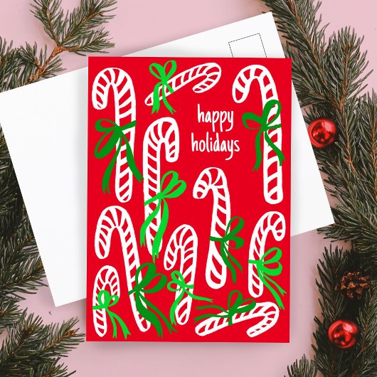 Prettige feestdagen Candycanes Sweet Schattige Chr Briefkaart