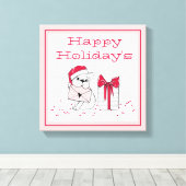 prettige feestdagen canvas afdruk (Insitu (Houten vloer))