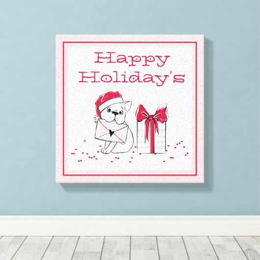 prettige feestdagen canvas afdruk (Insitu (Houten vloer))