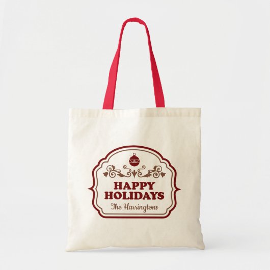 Prettige feestdagen canvas tas Aangepaste naam (Voorkant)