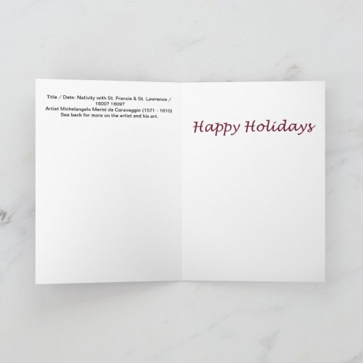 Prettige feestdagen Caravaggio - Kerststal - Kaart (Binnen)